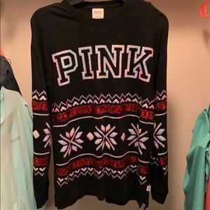 Pink Victoria’s Secret Festive Holiday Shirt